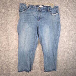 Lane Bryant Women's Denim Jeans Wide Leg Cropped Flat Front Blue Lt Wash Sz 18